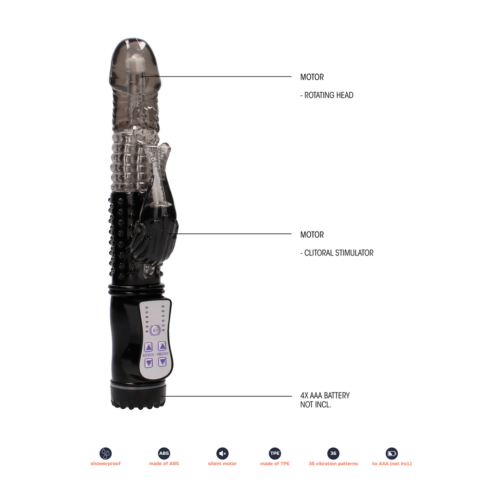 Vibrator Shots Vibrating Dolphin Negru 22 cm