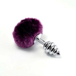 Butt Plug Spiralat Pompon Mov Bunny